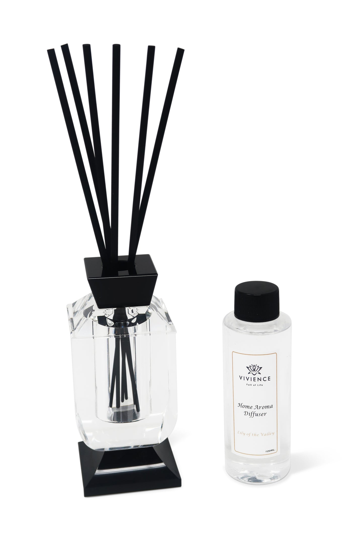 Crystal Diffuser with Black Accents - Lily of the Valley Scent