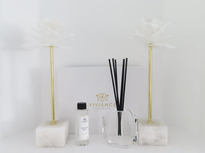 Crystal Diffuser Dimensional Design with Black Reeds