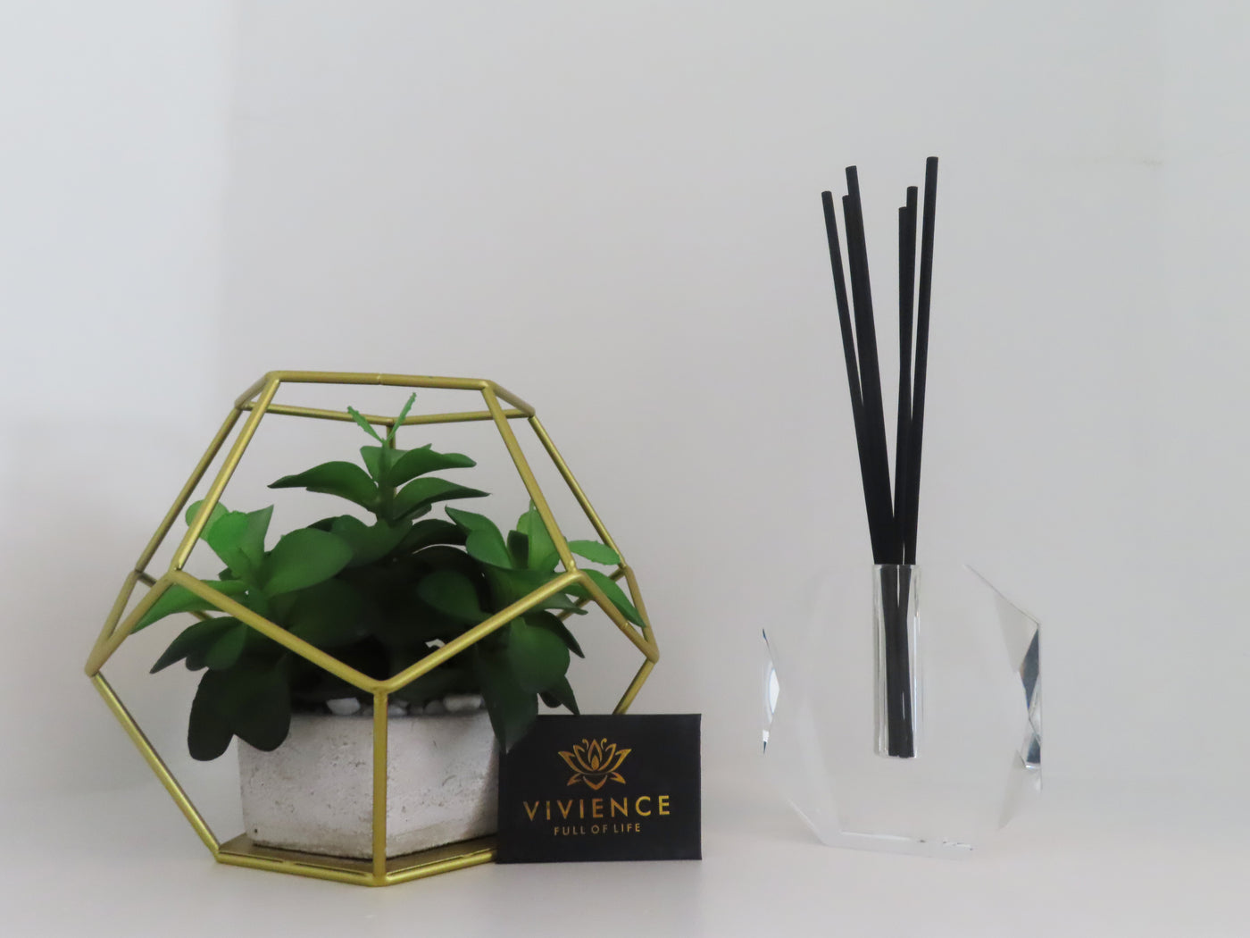 Crystal Diffuser Dimensional Design with Black Reeds