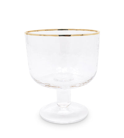 Set of 6 Footed Dessert Bowls with Gold Rim