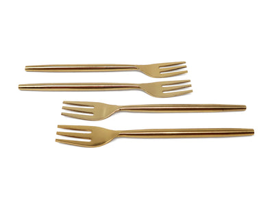 Set of 4 Simple Gold Dessert Spoons/Forks