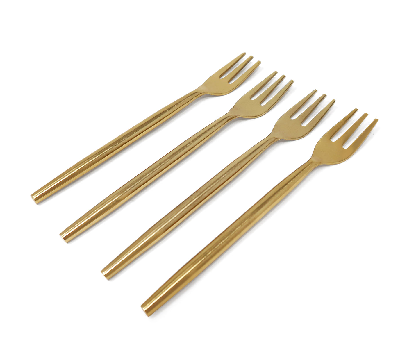 Set of 4 Simple Gold Dessert Spoons/Forks