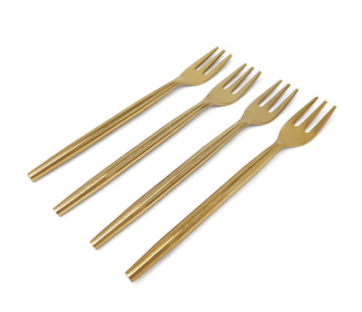 Set of 4 Simple Gold Dessert Spoons/Forks