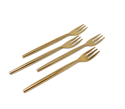 Set of 4 Simple Gold Dessert Spoons/Forks