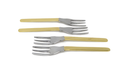 Set of 4 Gold and White Dessert Spoons/Forks