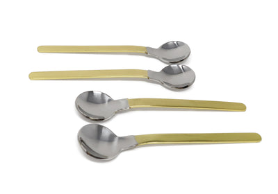 Set of 4 Gold and White Dessert Spoons/Forks