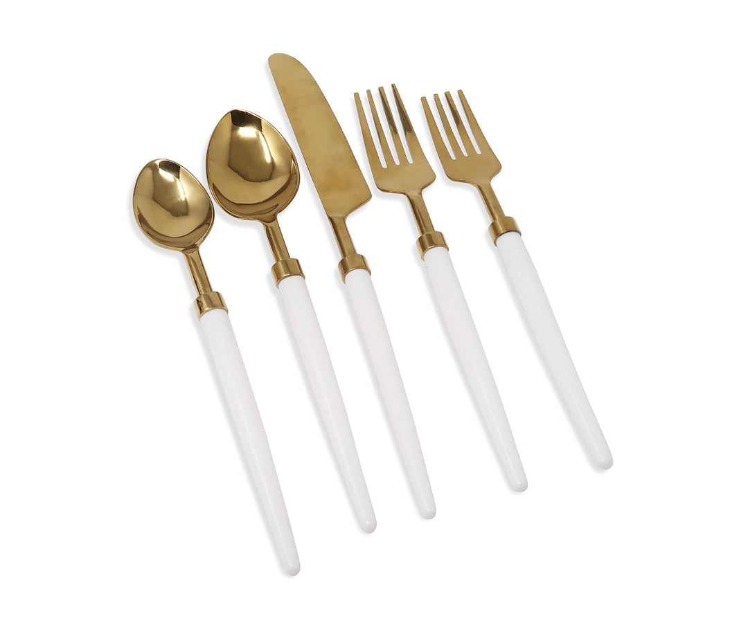 Color Handle shops Gold Flatware Set