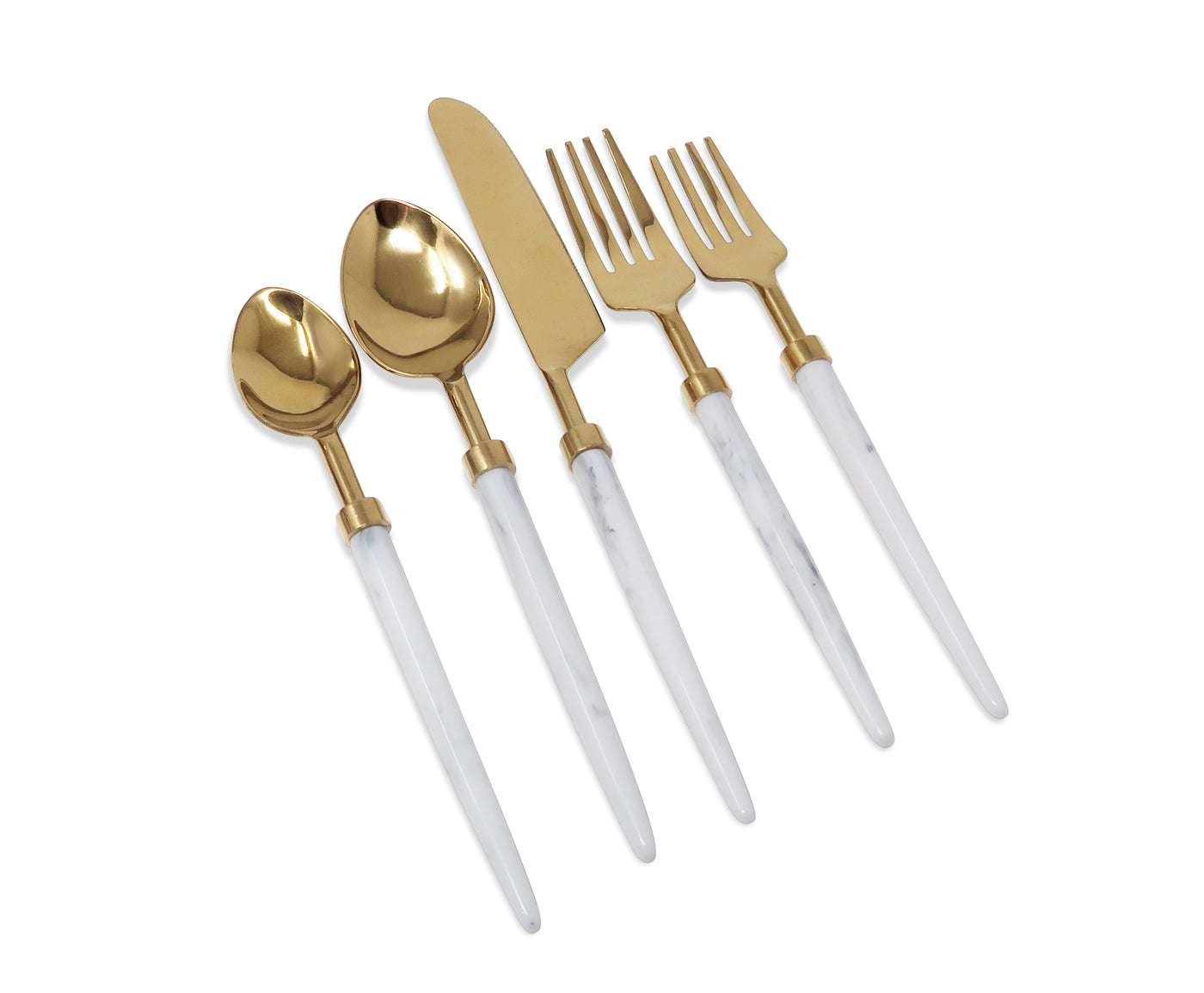 20 Pc Flatware Set Gold with Pointy Handles - Service for 4 - Dishwasher Safe