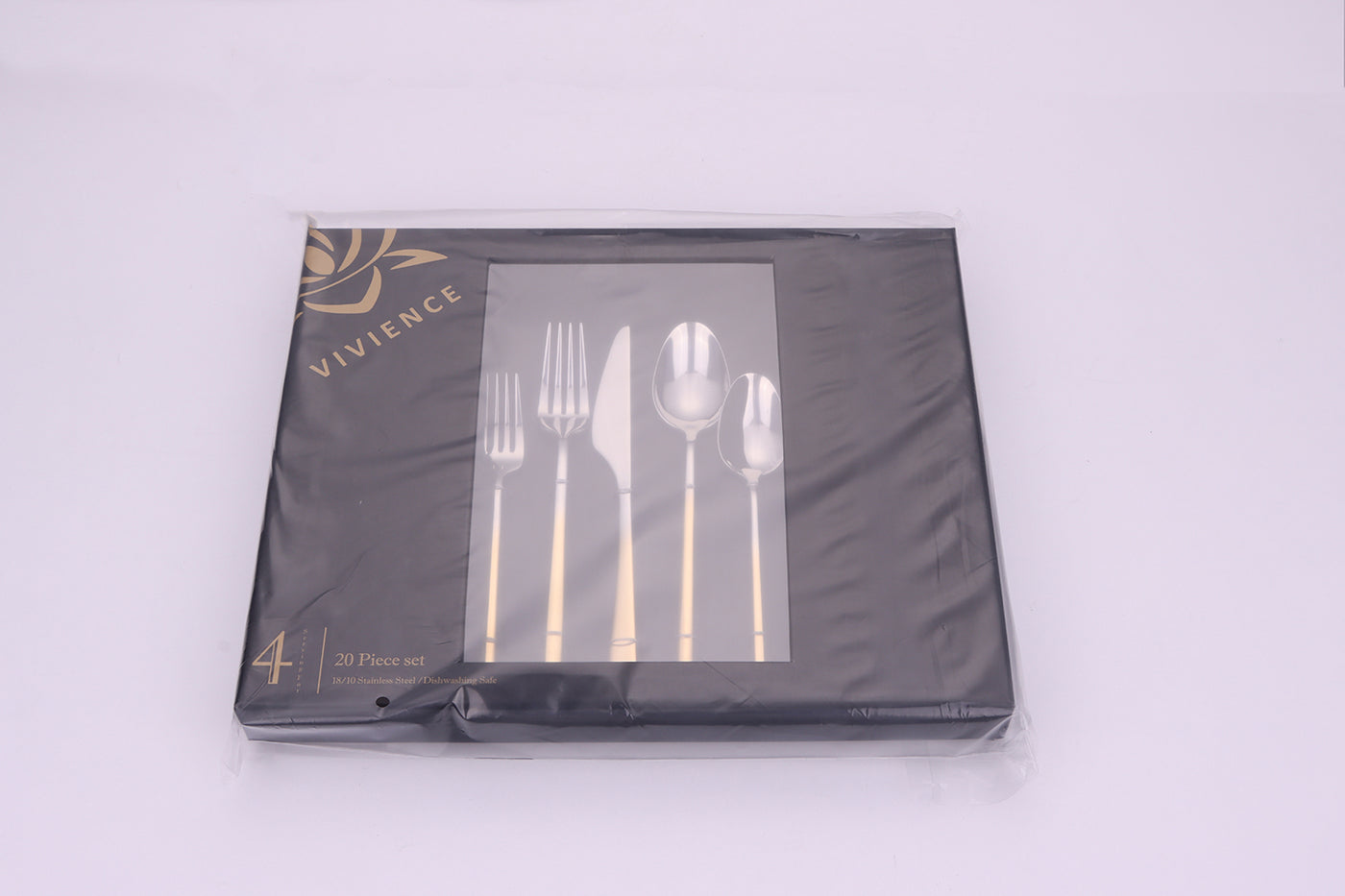 Crownex 20 Pc Flatware Set with Graduated Gold Handles, Service for 4