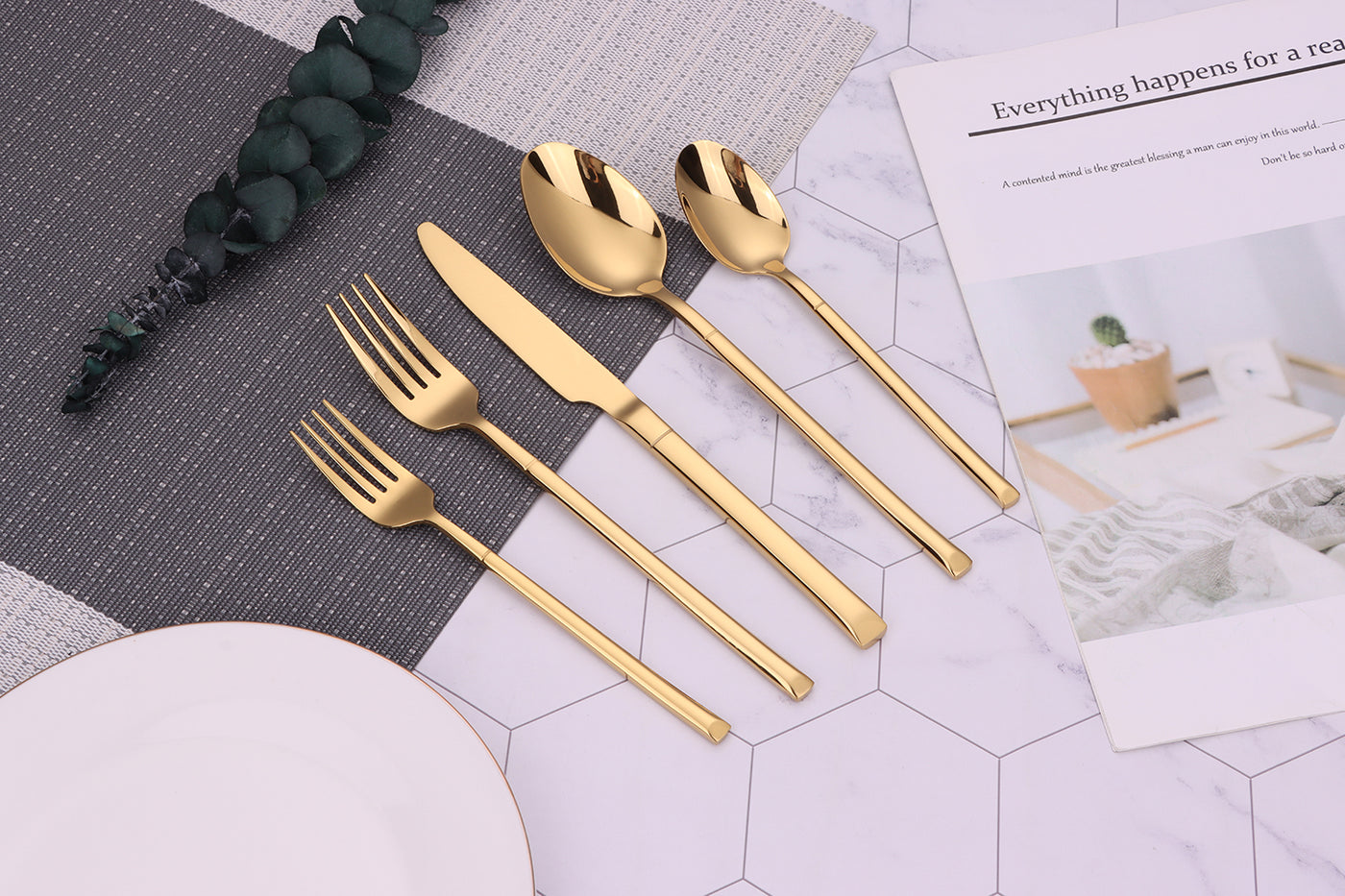 Simplicite 20 Pc Gold Flatware Set, Service for 4