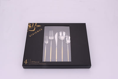 Morne 20 Pc Flatware Set with Graduated Gold Handles, Service for 4