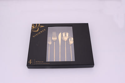 Morne 20 Pc Gold Flatware Set with Matte Handles, Service for 4