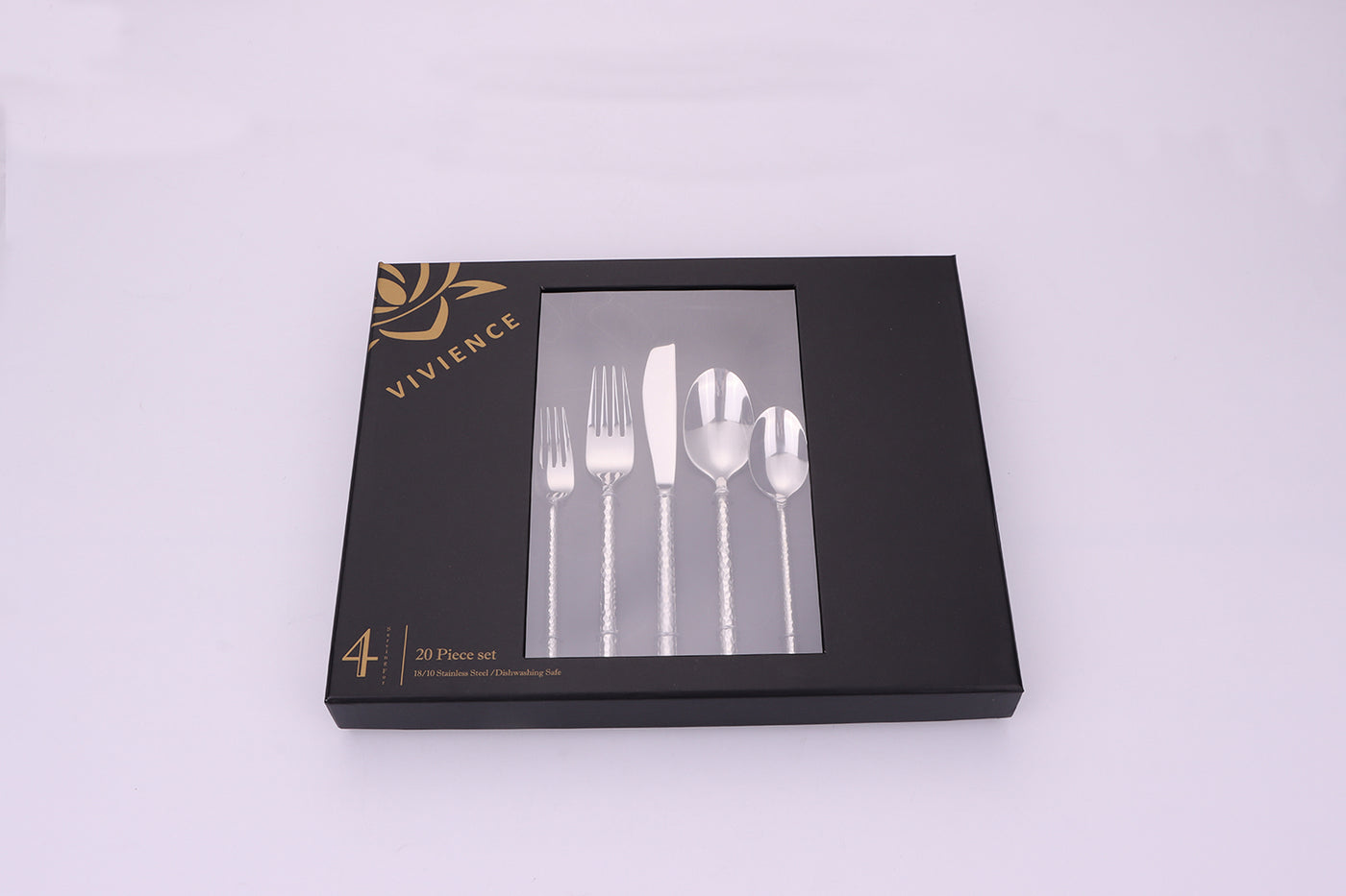 Pexo 20 Pc Silver Flatware Set, Service for 4