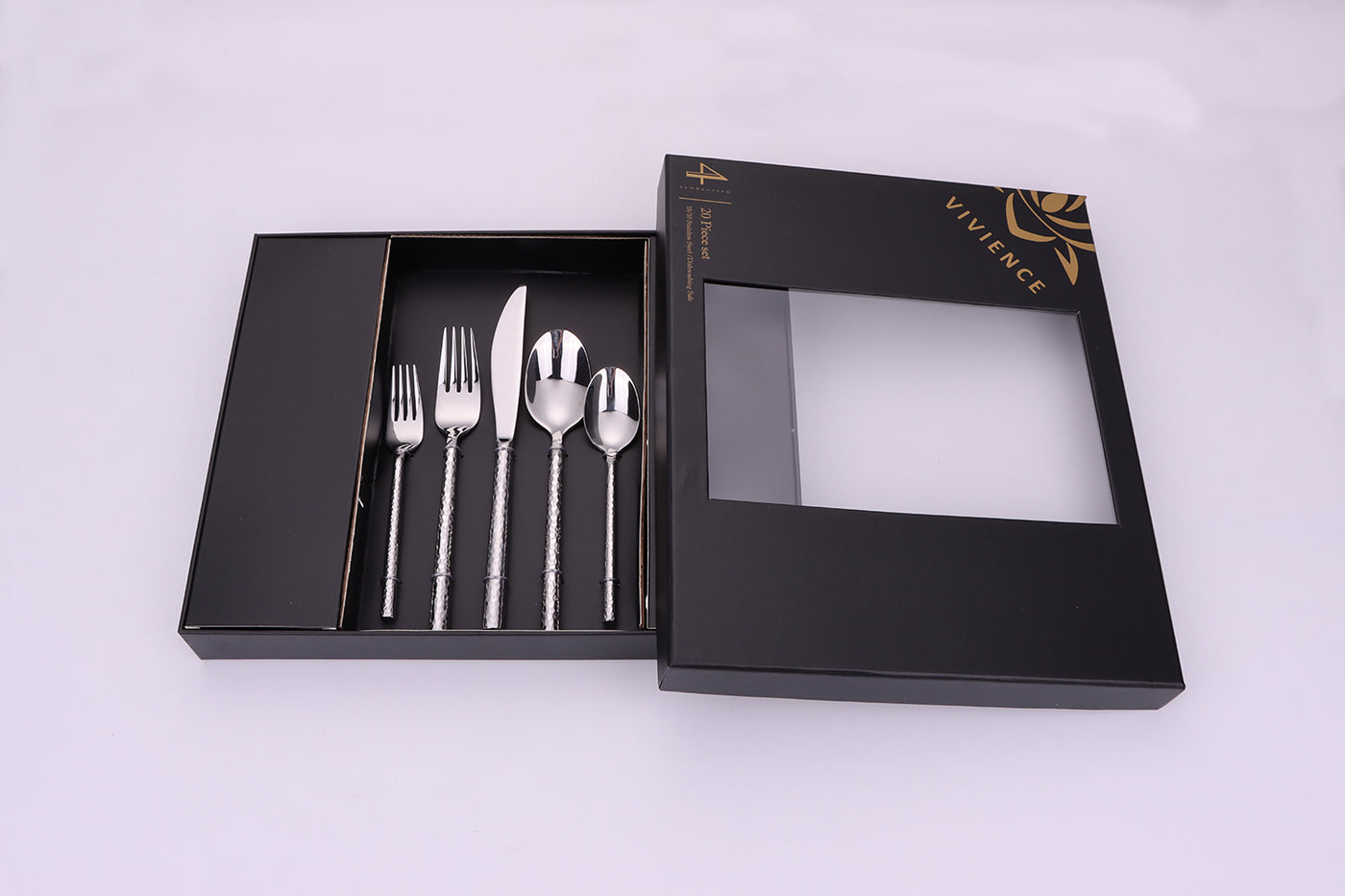 Pexo 20 Pc Silver Flatware Set, Service for 4