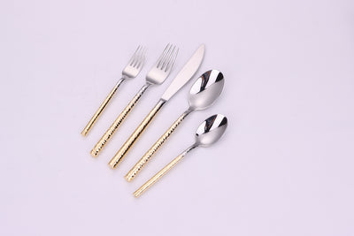 Pexo 20 Pc Flatware Set Graduated Gold Handles, Service for 4