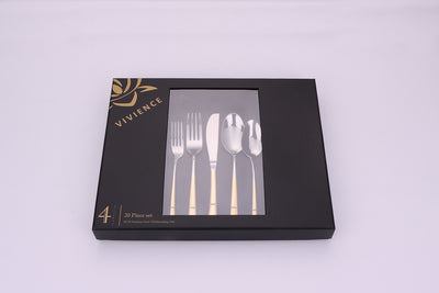 Colorblock 20 Pc Flatware Set with Graduated Gold Handles, Service for 4