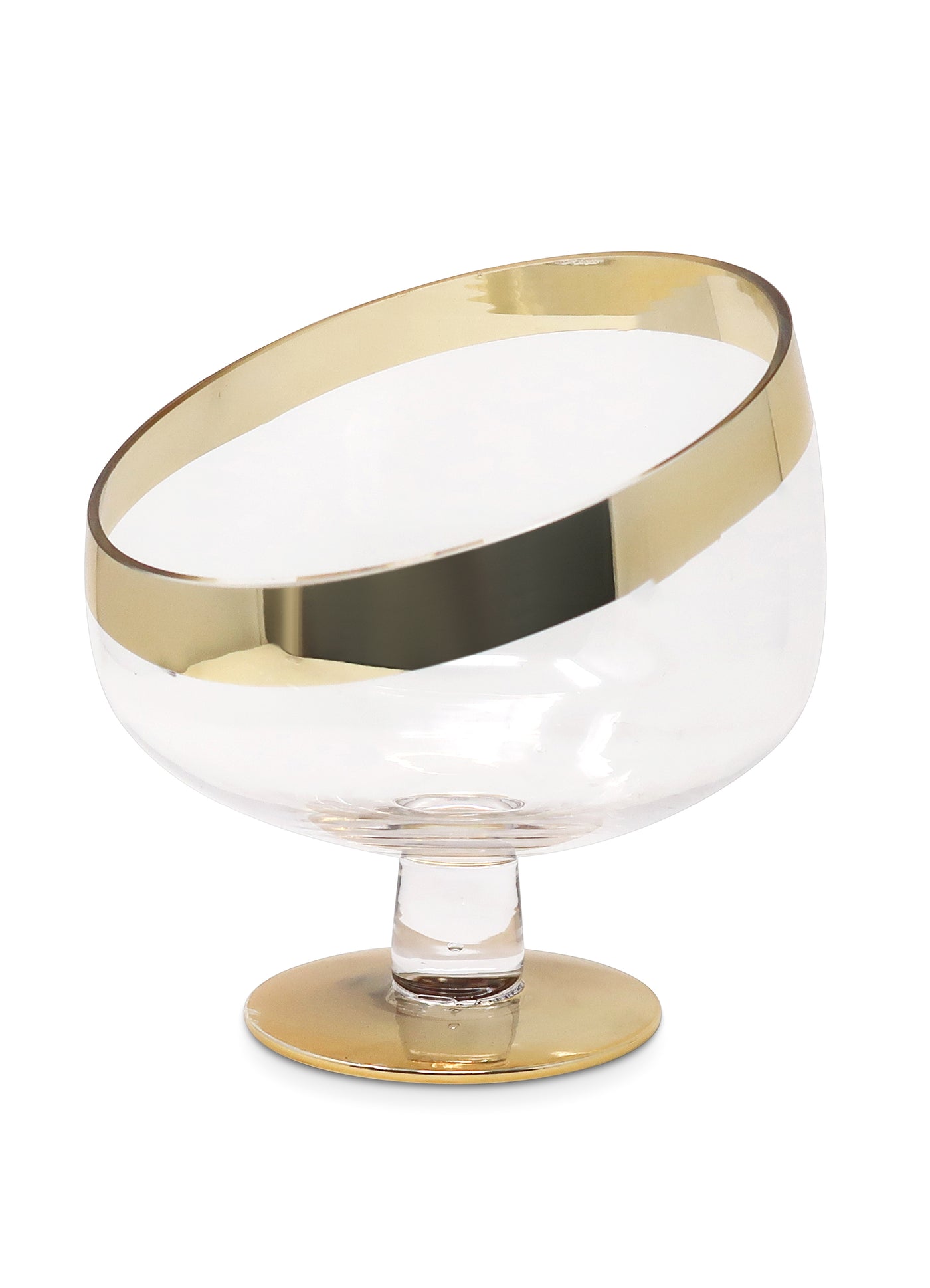 Footed Snack Bowl with Gold Base and Rim (2 Sizes)