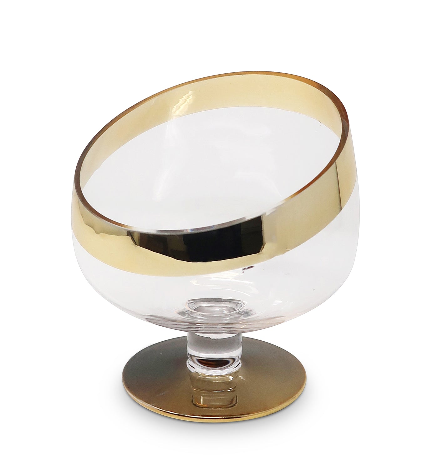 Footed Snack Bowl with Gold Base and Rim (2 Sizes)