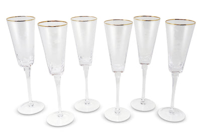 Set of 6 Square Shaped Hammered Glasses with Gold Rim