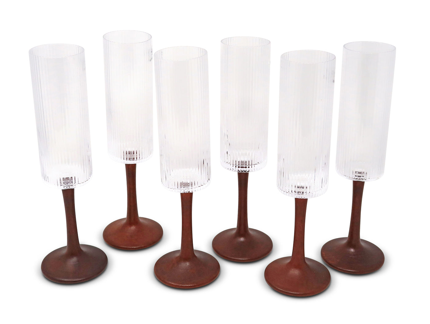 Set of Six Recycled Glass Wine Glasses - Woodwaves