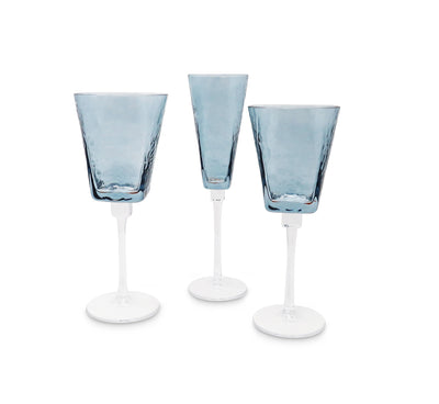 Set of 6 Hammered Blue Glasses