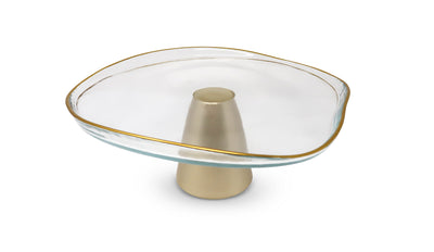 Gold Footed Glass Cake Plate