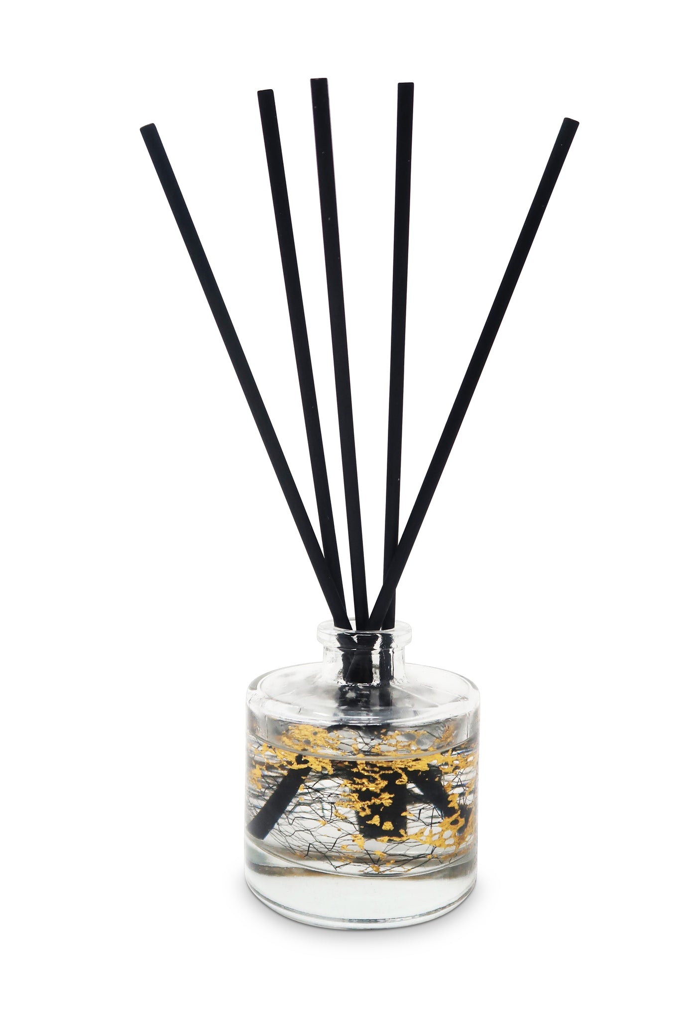 Gold Splattered Reed Diffuser with Black Reeds - White Flower Scent