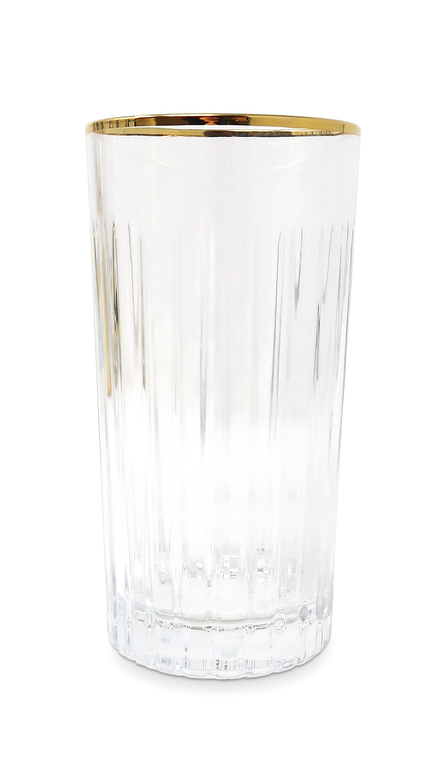 Liscio Ottico - Set of 6 Highball Glasses with Linear Design and Gold Rim