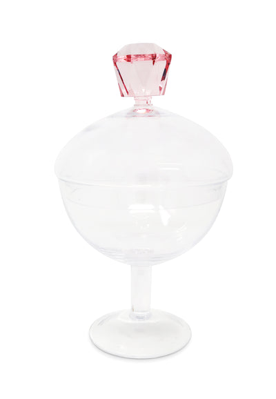 Glass Footed Jar with Colored Diamond Shaped Handle (2 sizes)