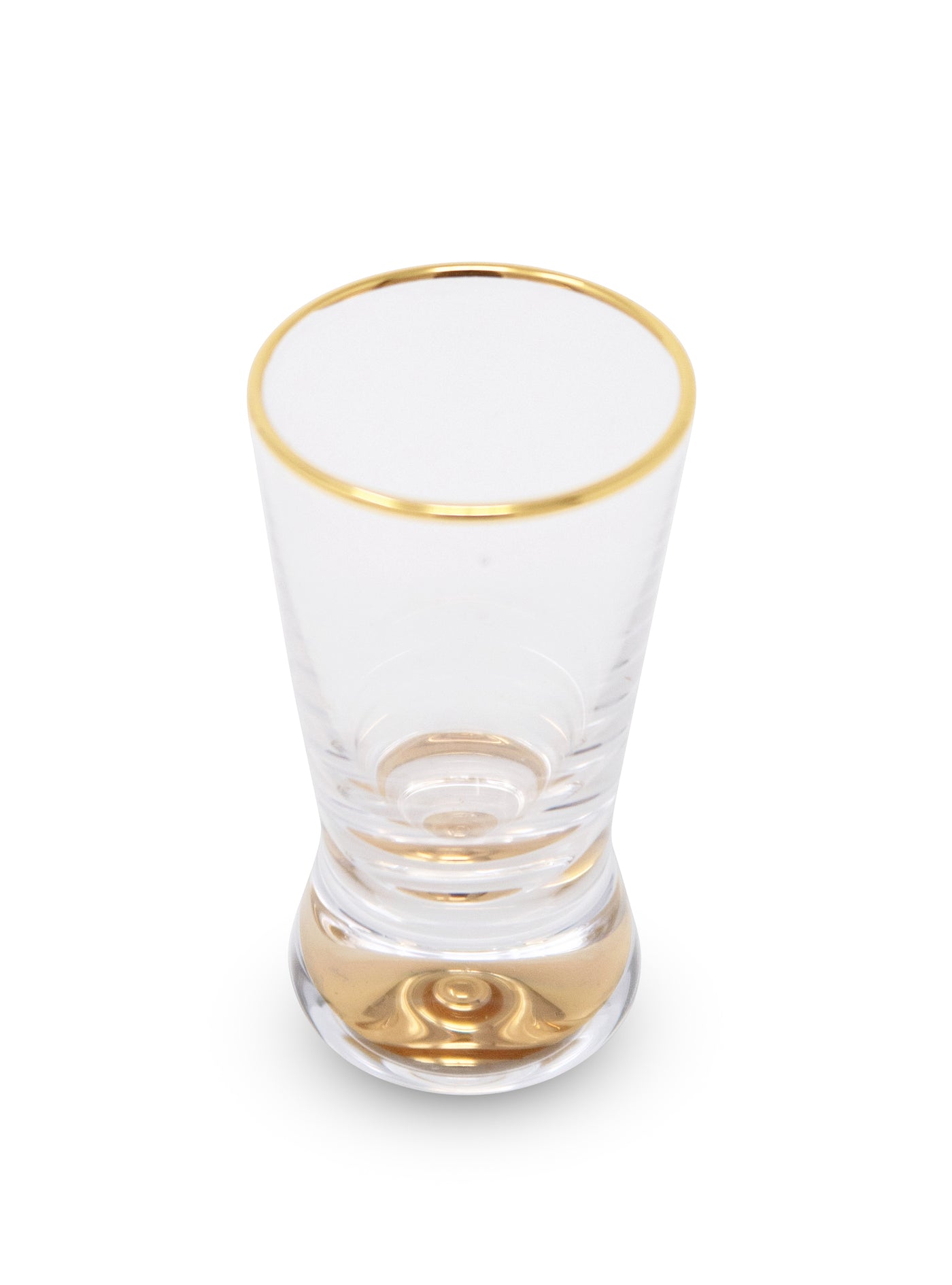 Set of 6 Liquor Glasses with Gold Rim and Gold Reflection Base