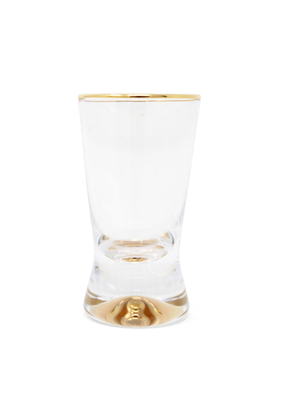 Set of 6 Liquor Glasses with Gold Rim and Gold Reflection Base