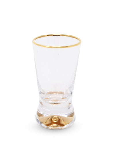 Set of 6 Liquor Glasses with Gold Rim and Gold Reflection Base