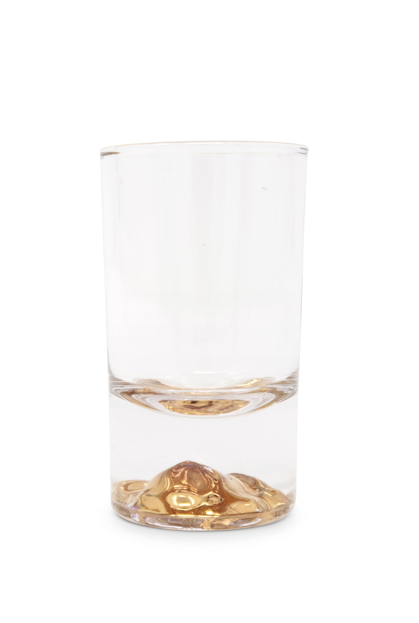 Set of 6 Liquor Glasses with Gold Rim and Gold Reflection Base