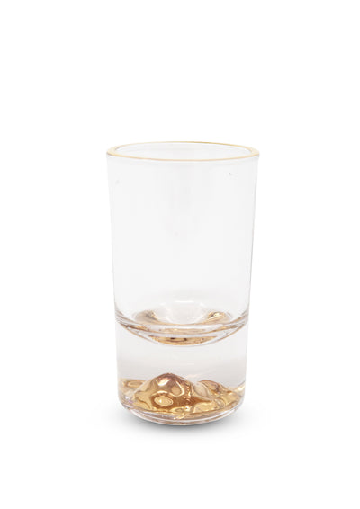 Set of 6 Liquor Glasses with Gold Rim and Gold Reflection Base