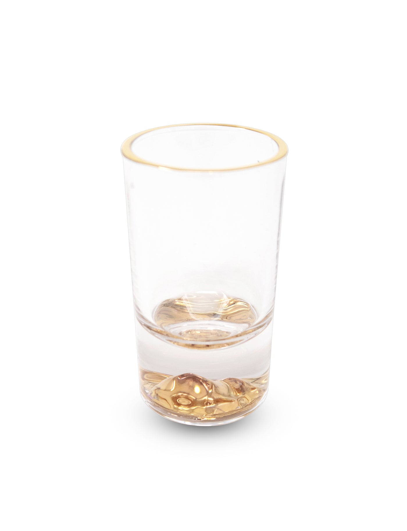 Set of 6 Liquor Glasses with Gold Rim and Gold Reflection Base