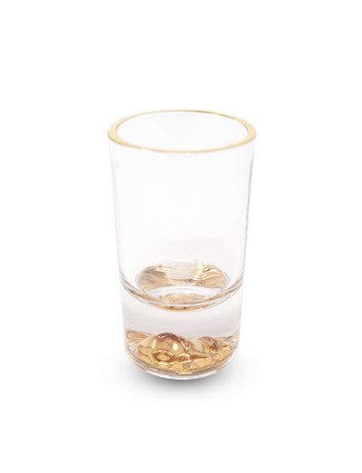 Set of 6 Liquor Glasses with Gold Rim and Gold Reflection Base