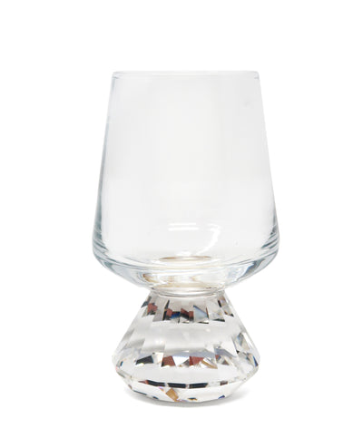 Set of 6 Shot Glasses with Diamond Base, Gold Rim