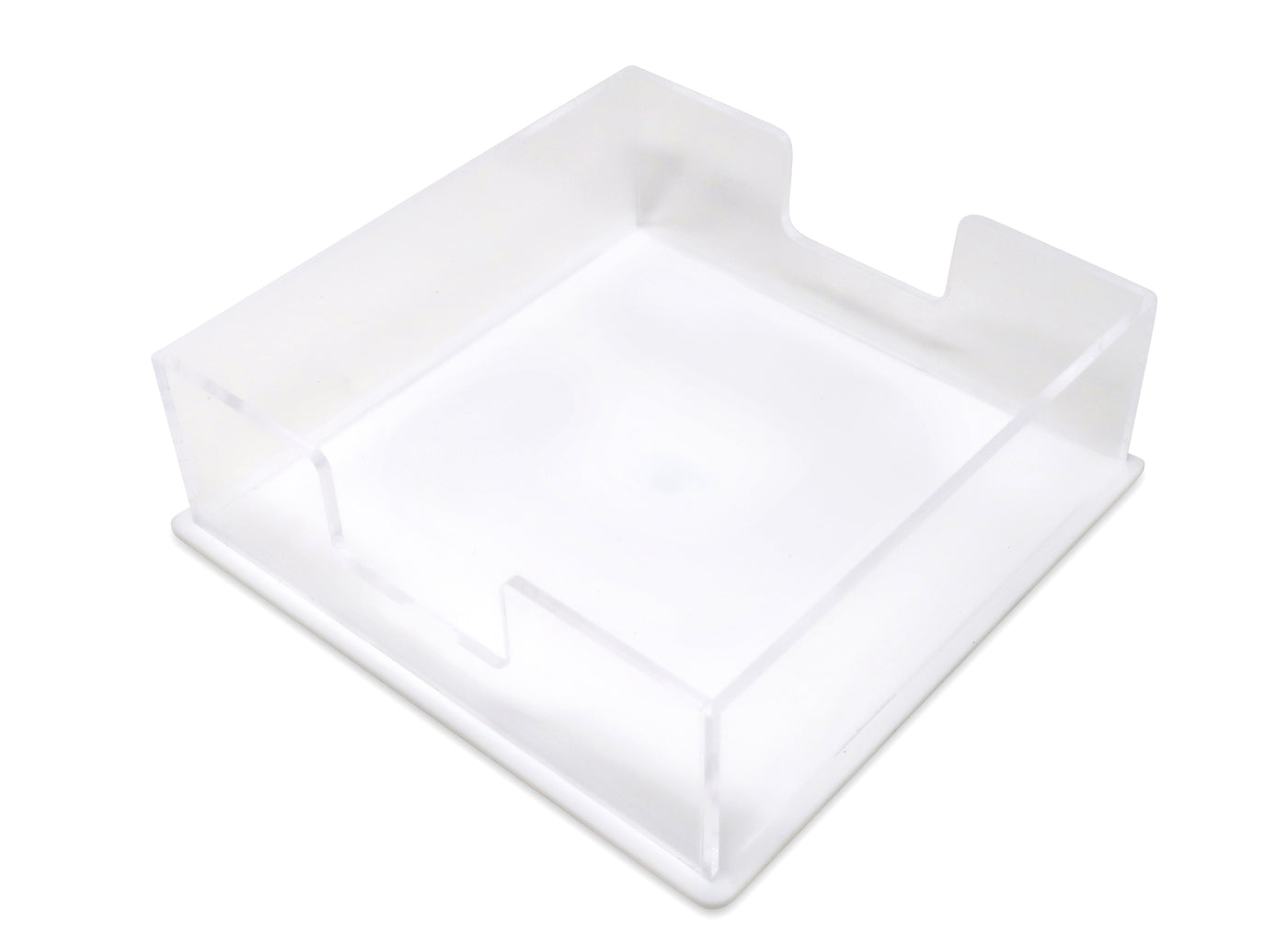 Acrylic Square Napkin Holder with White Base, 8"L