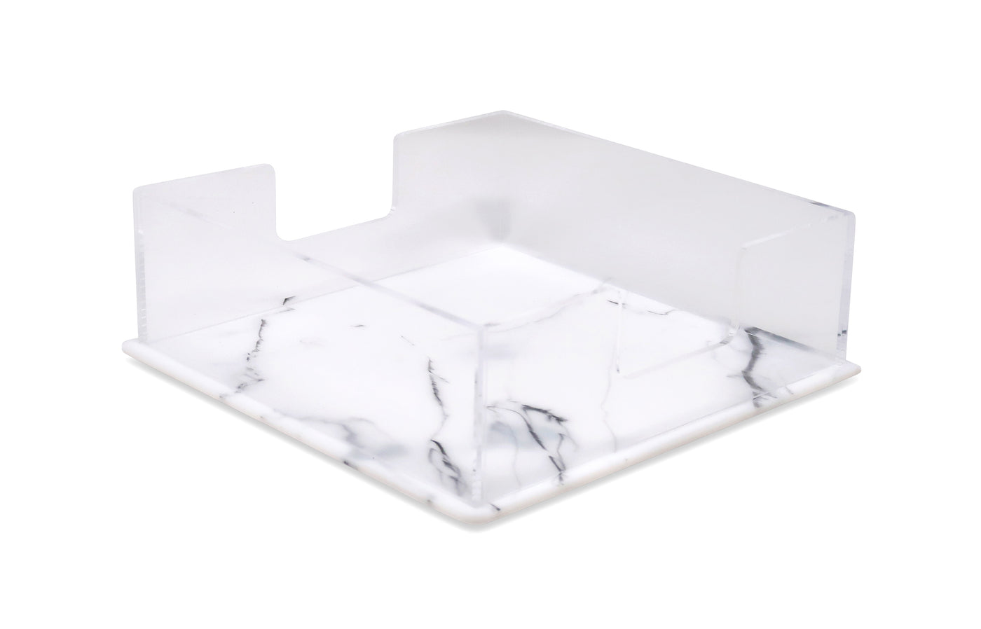 Acrylic Square Napkin Holder with White Base, 8"L