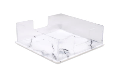 Acrylic Square Napkin Holder with White Base, 8"L