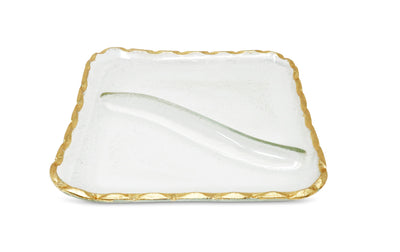 Glass Sectional Plate with Gold Rim