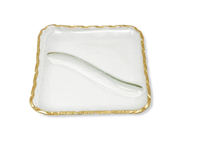 Glass Sectional Plate with Gold Rim