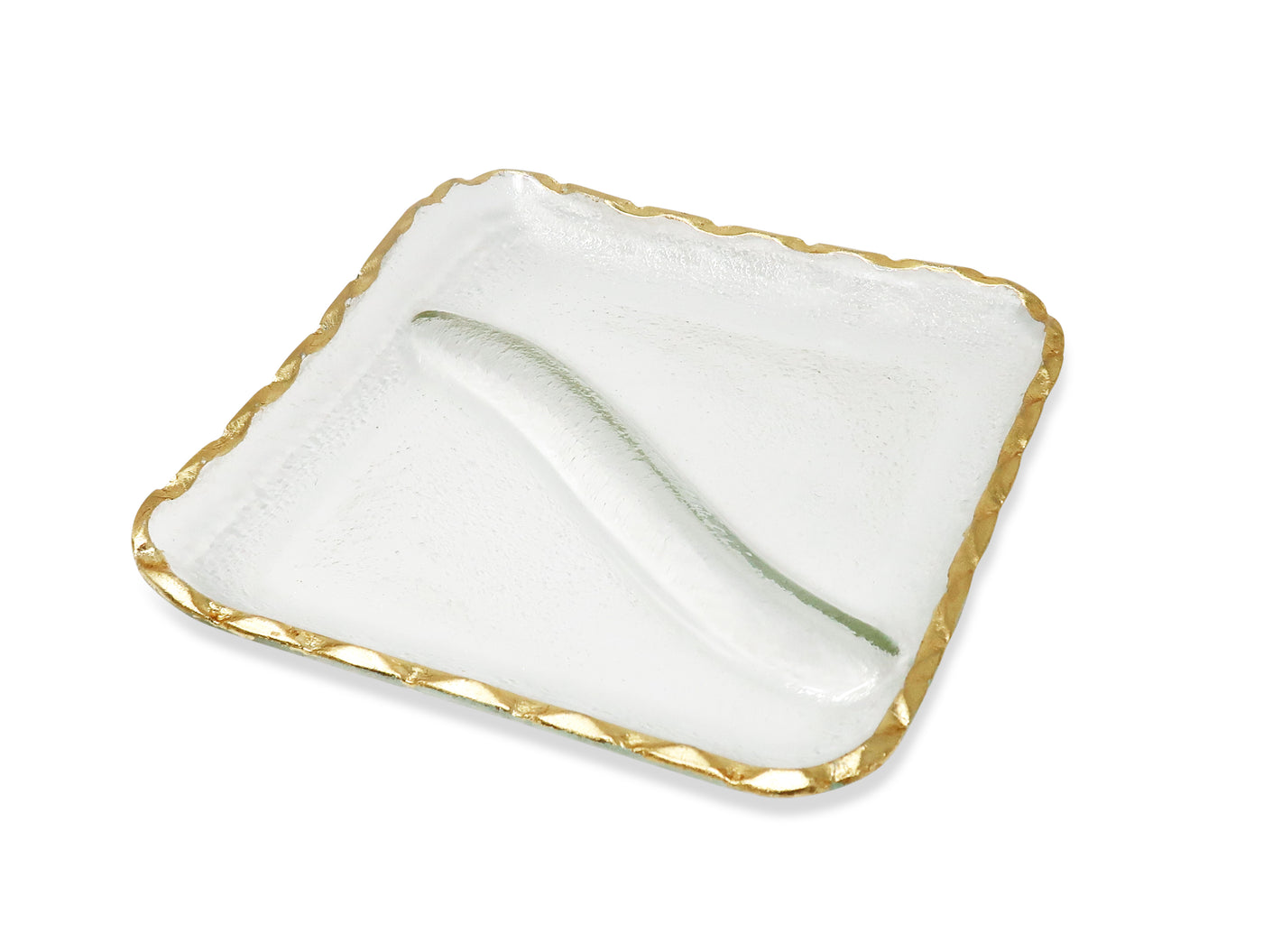 Glass Sectional Plate with Gold Rim