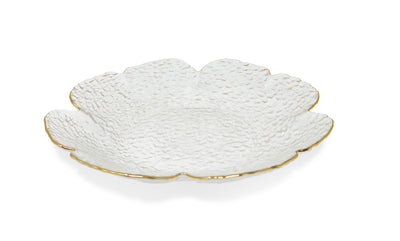 Set of 4 Flower Shaped Plate With Gold Rim