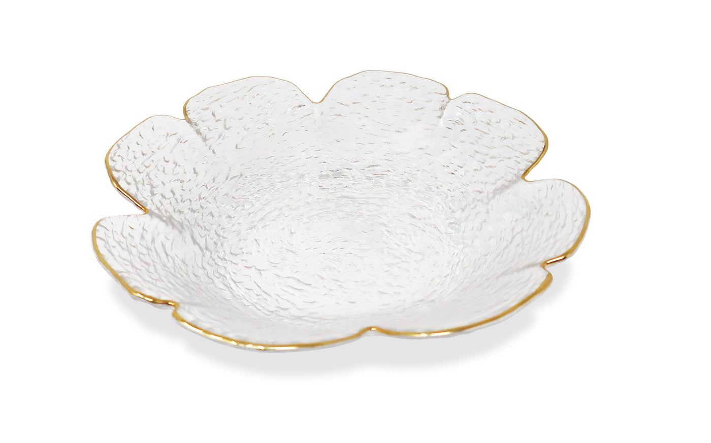 Set of 4 Flower Shaped Plate With Gold Rim