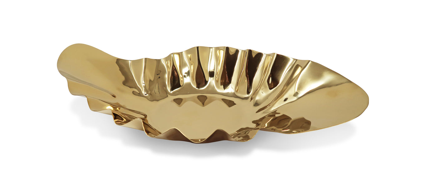 Gold Hammered Wavy Platter, 19.75"L