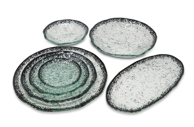 Oval Tray with Scattered Black Design - 13.5"L