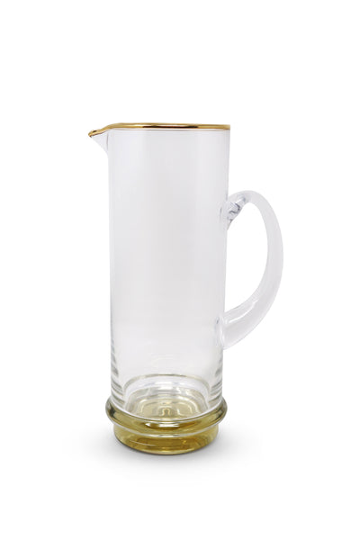 Pitcher with Gold Base and Rim, 10.5"H