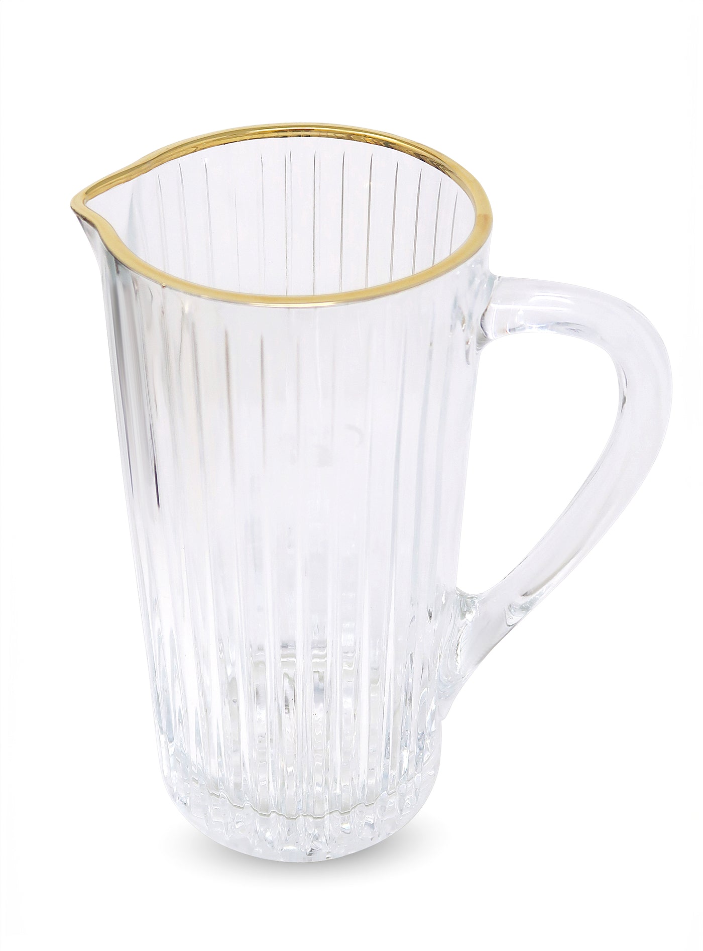 Liscio Ottico - Pitcher with Linear Design and Gold Rim