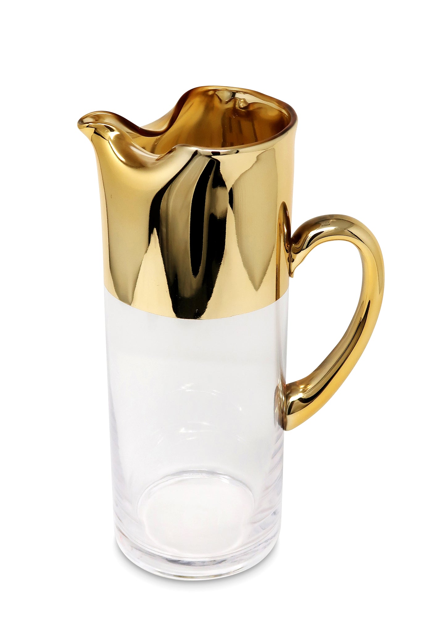 Glass Pitcher with Gold Handle and Top